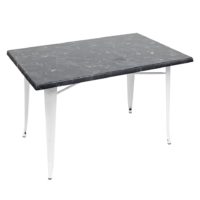 800 x 1200mm Alcantara Black (Marble) Isotop Table Top with White Tolix Base