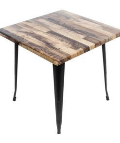 800mm Square Rustic Maple Isotop Table with Black Tolix Base
