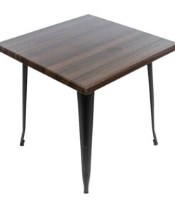 800mm Square Choco Oak Isotop Table Top with Black Tolix Base