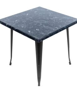 800mm Square Alcantara Black (Marble) Isotop Table Top with Black Tolix Base
