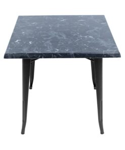 Alternative view of 800mm Square Alcantara Black (Marble) Isotop Table Top with Black Tolix Base
