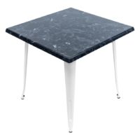 800mm Square Alcantara Black (Marble) Isotop Table Top with White Tolix Base