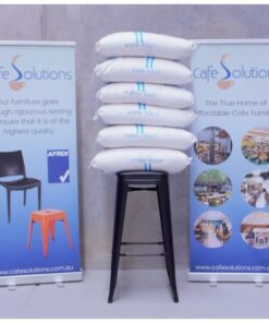 Alternative view of Tall Replica Tolix Stool with Cushioned Seat in Matte Black