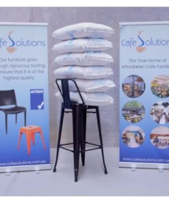 Alternative view of Tall Replica Tolix Stool with Back in Matte Black