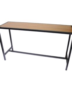 Alternative view of Aluminium Matte Black Bar Bench with Slatted Teak Top
