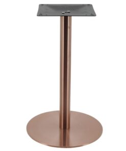 Circular Stainless Steel Dining Table in Brushed Copper with Round Pole