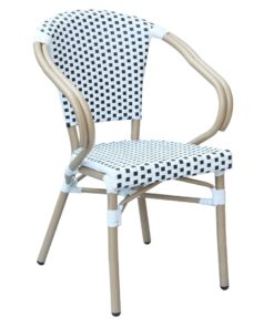 Parisian Chair in White and Black with Arms Light Frame