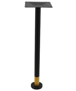 Bolt-In Steel Bar Table Base in Black with Round Gold Tip Pole