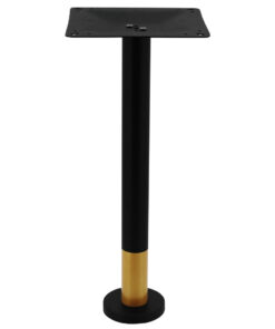 Bolt-In Steel Dining Table Base in Matte Black with Round Gold Tip Pole