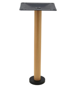 Bolt-In Steel Dining Table Base with Round Oak Finish Pole