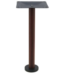 Bolt-In Steel Dining Table Base with Round Walnut Finish Pole