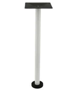 Bolt-In Steel Bar Table Base in Gloss White with Round Pole