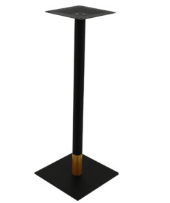 Alternative view of Chicago Bar Table Base in Matte Black with Gold Tip Round Pole