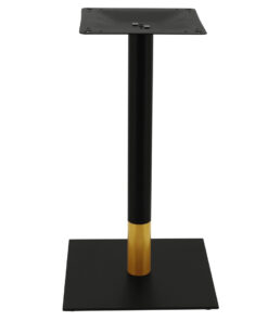 Chicago Dining Table Base in Matte Black with Gold Tip Round Pole