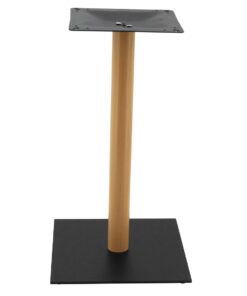Chicago Dining Table Base in Matte Black with Oak Finish Round Pole
