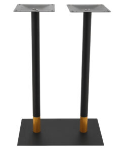 Chicago Twin Bar Table Base in Matte Black with Gold Tip Round Pole