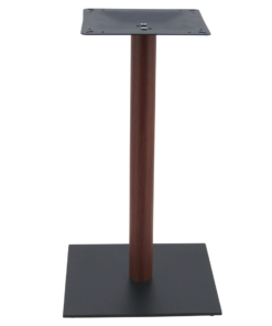 Chicago Dining Table in Matte Black with Walnut Finish Round Pole