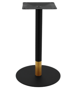 Circular Steel Dining Table Base in Matte Black with Round Gold Tip Pole