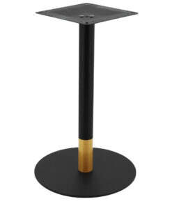 Alternative view of Circular Steel Dining Table Base in Matte Black with Round Gold Tip Pole