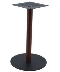 Alternative view of Circular Steel Dining Table Base in Matte Black with Walnut Finish Pole