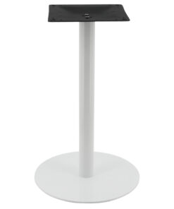 Circular Steel Dining Table Base in Gloss White with Round Pole