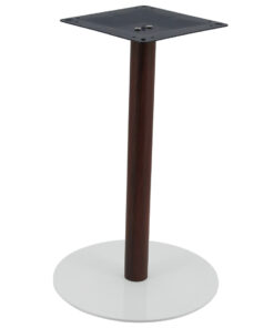 Alternative view of Circular Steel Dining Table Base in Gloss White with Walnut Finish Pole