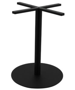 Large Circular Steel Dining Table Base in Matte Black with Round Pole