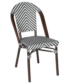 Parisian Chair in Black Texteline V-Pattern Dark Frame