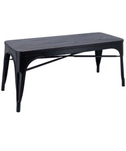 Replica Tolix Bench Seat with Timber Top in Matte Black (PRE-ORDER)