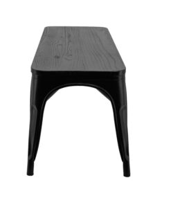 Alternative view of Replica Tolix Bench Seat with Timber Top in Matte Black (PRE-ORDER)
