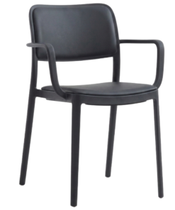Arabella Waiting Room Arm Chair with PU Cushion in Black