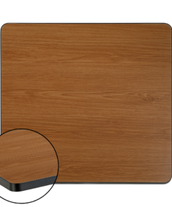 Walnut Square Sintered Stone Table Top with Black Edge