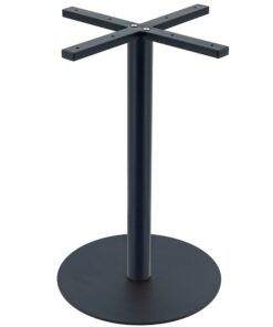 Outdoor Circular Steel Dining Table Base in Matte Black with Round Pole