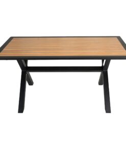 Teak Aluminium Picnic Table in Matte Black 1600mm