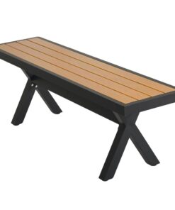 Teak Aluminium Picnic Bench Seat in Matte Black
