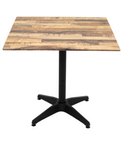 800mm Square Rustic Maple Isotop Sliq Table Top with Black Roma Base