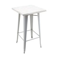 600mm Square Marble Isotop Table Top with Matte White Tolix Bar Base