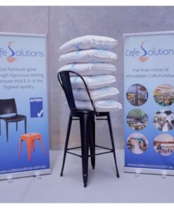 Alternative view of Tall Replica Tolix Stool with High Back in Matte Black
