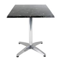 800mm Square Alcantara Black (Marble) Isotop Table Top with Silver Roma Base