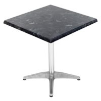 700mm Square Alcantara Black (Marble) Isotop Table Top with Silver Roma Base