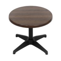 600mm Round Choco Oak Isotop Table Top with Matte Black Roma Coffee Base