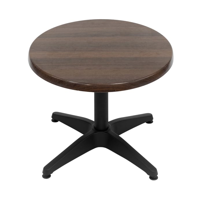 600mm Round Choco Oak Isotop Table Top with Matte Black Roma Coffee