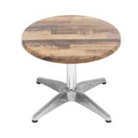 600mm Round Rustic Maple Isotop Table Top with Silver Roma Coffee Base