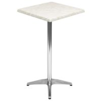 600mm Square Marble Isotop Table Top with Silver Roma Bar Base