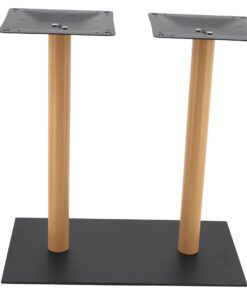 Chicago Twin Dining Table Basein Matte Black with Round Oak Finish Pole