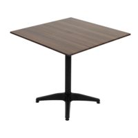 800mm Square Choco Oak Sliq Isotop Table Top with Black Roma Base