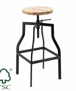 Tall Detroit Adjustable Stool with Timber Seat