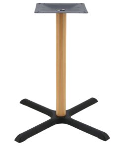 Maxwell Large Dining Table Base in Matte Black with Oak Finish Round Pole