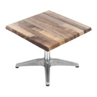 600mm Square Rustic Maple Isotop Table Top with Matte Black Roma Coffee Base