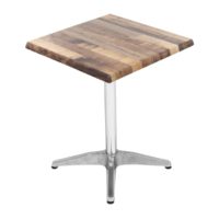 600mm Square Rustic Maple Isotop Table Top with Silver Roma Base